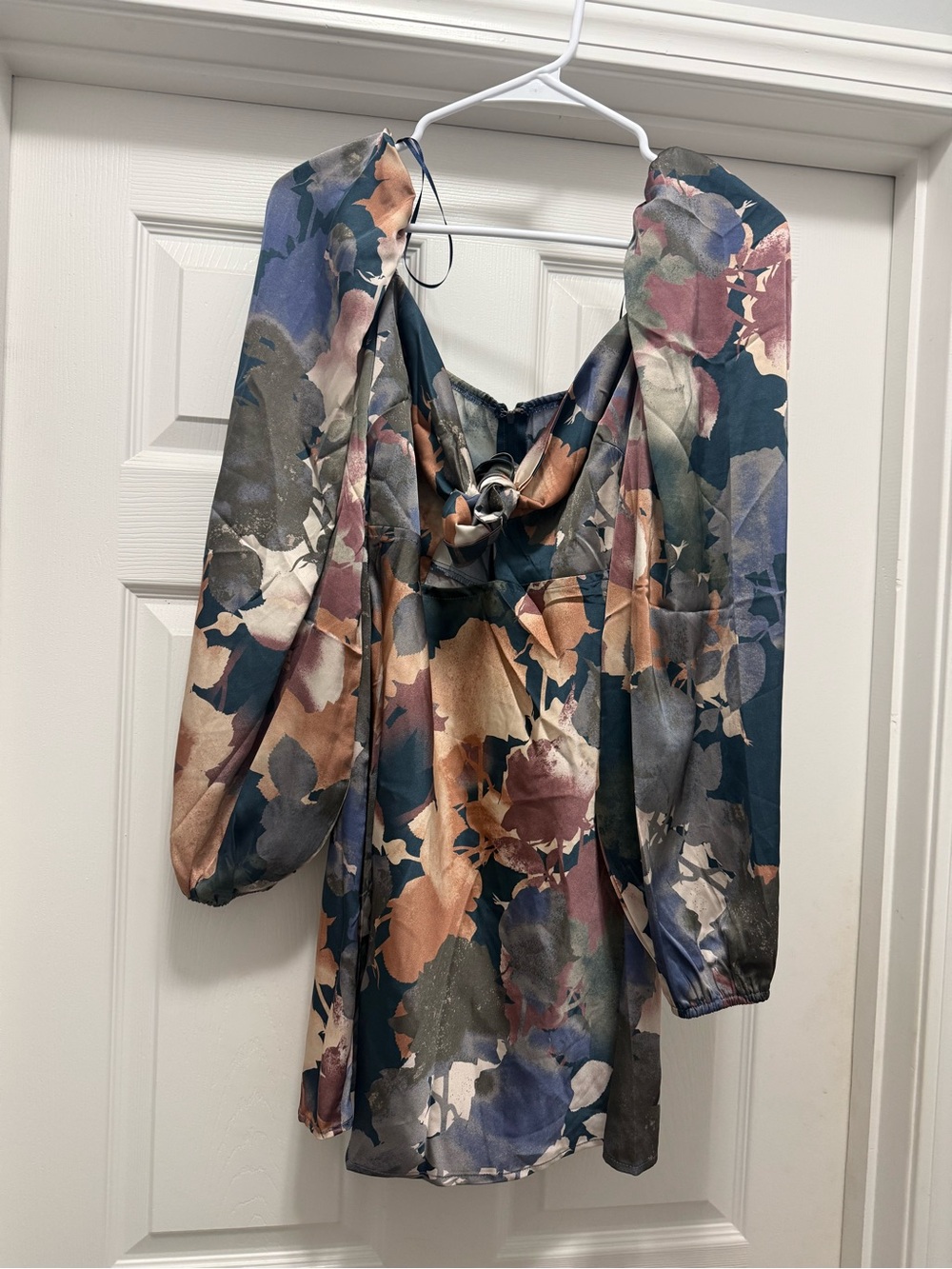 Lovely Day Multicolor Satin Camouflage Print Dress — Navy, Brown, Pink